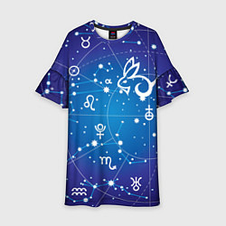 Детское платье Кролик символ 2023 на карте звездного неба