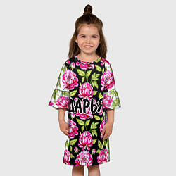 Платье клеш для девочки Дарья в цветах, цвет: 3D-принт — фото 2