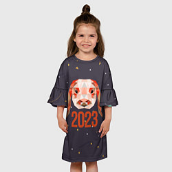 Платье клеш для девочки Абстрактный кролик 2023, цвет: 3D-принт — фото 2