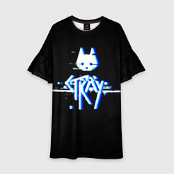 Платье клеш для девочки Stray blue glitch, цвет: 3D-принт