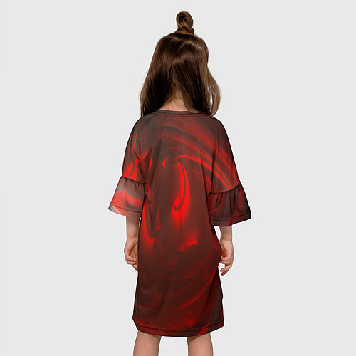 Детское платье Темно красные волны / 3D-принт – фото 4