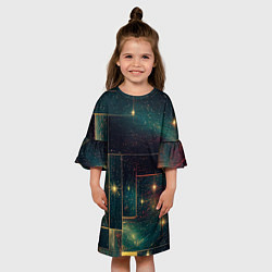 Платье клеш для девочки Абстракция паркета и звезд, цвет: 3D-принт — фото 2