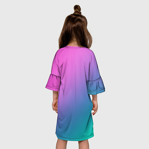Детское платье Розовый с бирюзовым и синим градиент / 3D-принт – фото 4
