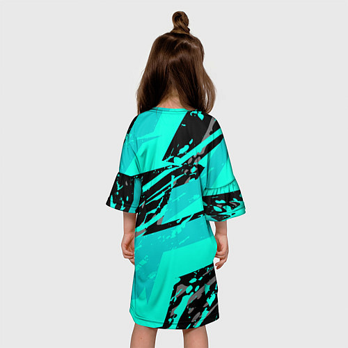 Детское платье Бирюзовая и черная абстракция / 3D-принт – фото 4