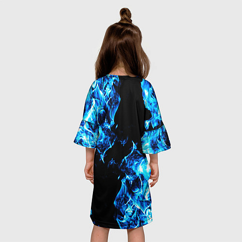 Детское платье Красивый синий огонь / 3D-принт – фото 4