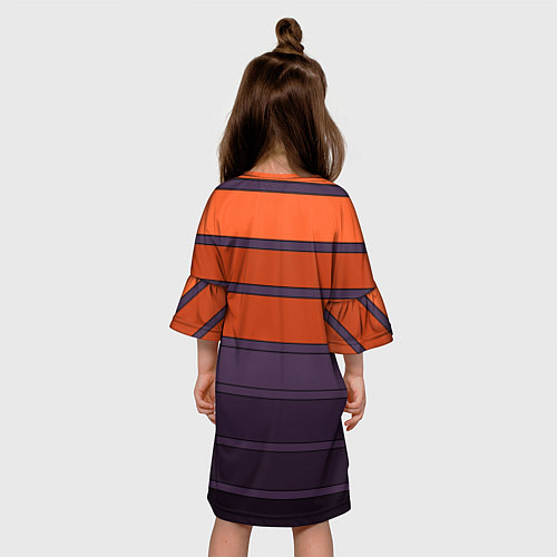 Детское платье Полосатый фиолетово-оранжевый узор / 3D-принт – фото 4