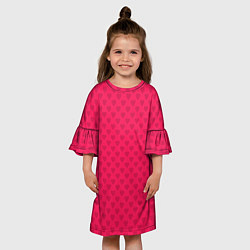 Платье клеш для девочки Красный паттерн с мелкими сердечками, цвет: 3D-принт — фото 2