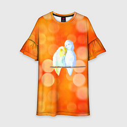 Платье клеш для девочки Пара влюбленных попугаев, цвет: 3D-принт