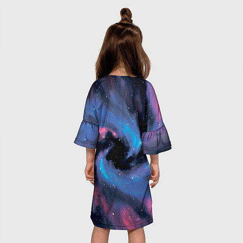Детское платье Ручная роспись галактики акварелью / 3D-принт – фото 4