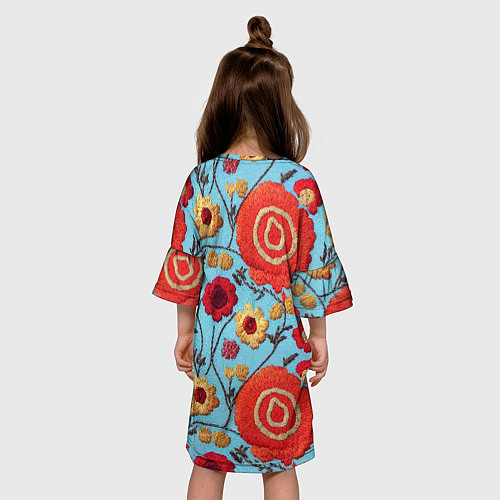 Детское платье Эффект вышивки маки / 3D-принт – фото 4