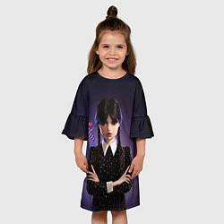 Платье клеш для девочки Красивая Уэнсдэй, цвет: 3D-принт — фото 2