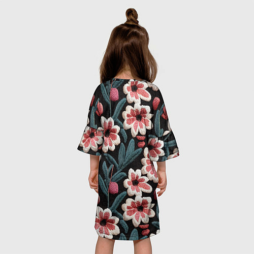 Детское платье Эффект вышивки цветы / 3D-принт – фото 4