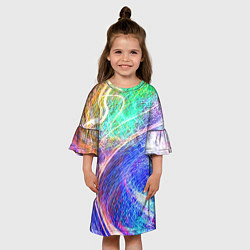Платье клеш для девочки Абстрактные разноцветные молнии, цвет: 3D-принт — фото 2