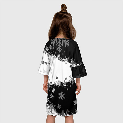 Детское платье Сноуборд черно-белый / 3D-принт – фото 4