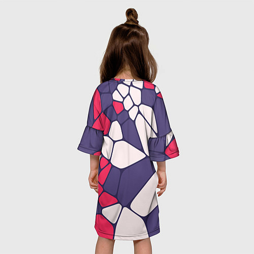 Детское платье Бело-фиолетово-красный паттерн из камней / 3D-принт – фото 4
