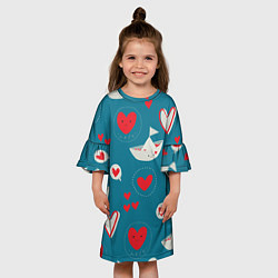 Платье клеш для девочки Корабль любви, цвет: 3D-принт — фото 2