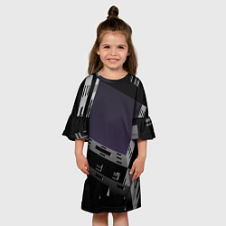 Платье клеш для девочки Тёмный абстрактный металлический лабиринт и небо, цвет: 3D-принт — фото 2