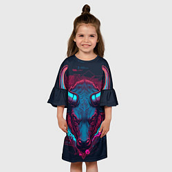Платье клеш для девочки Неоновый бык, цвет: 3D-принт — фото 2