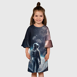 Платье клеш для девочки Одиночество в космосе, цвет: 3D-принт — фото 2