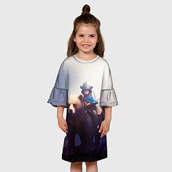 Платье клеш для девочки Медвежий наездник, цвет: 3D-принт — фото 2