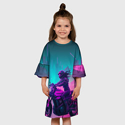 Платье клеш для девочки Cyberpunk moto, цвет: 3D-принт — фото 2