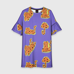 Платье клеш для девочки Принт с леопардами, цвет: 3D-принт