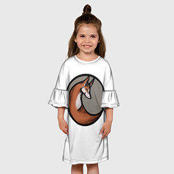 Платье клеш для девочки Стилизованная лиса арт, цвет: 3D-принт — фото 2