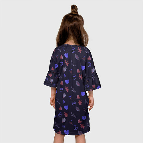 Детское платье Паттерн с сердечками и цветами / 3D-принт – фото 4