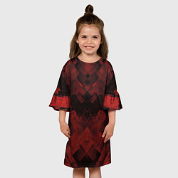 Платье клеш для девочки Полосы красные и чёрные, цвет: 3D-принт — фото 2
