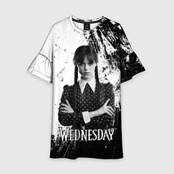 Платье клеш для девочки Wednesday black and white, цвет: 3D-принт