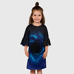 Платье клеш для девочки Воронка в космосе, цвет: 3D-принт — фото 2