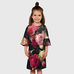 Платье клеш для девочки Нежные кустовые розы, цвет: 3D-принт — фото 2