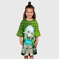Платье клеш для девочки Нахида - Малая властительница Кусанали элементали, цвет: 3D-принт — фото 2