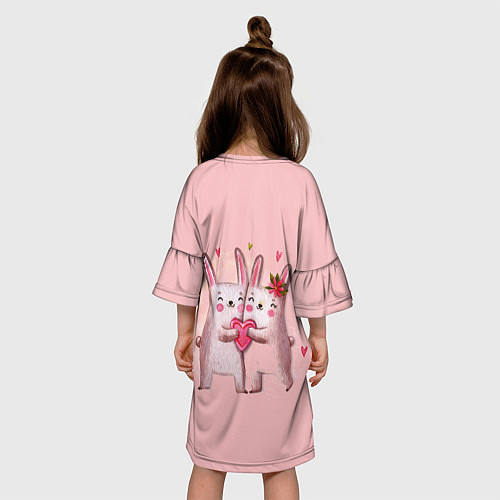 Детское платье Два зайчика с сердцем / 3D-принт – фото 4