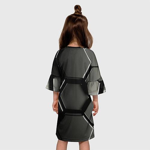 Детское платье Хромированный гексагон объемный / 3D-принт – фото 4