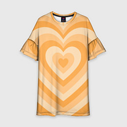 Платье клеш для девочки Hearts orange, цвет: 3D-принт