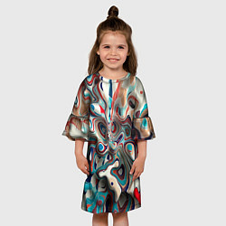 Платье клеш для девочки Волны - краски, цвет: 3D-принт — фото 2