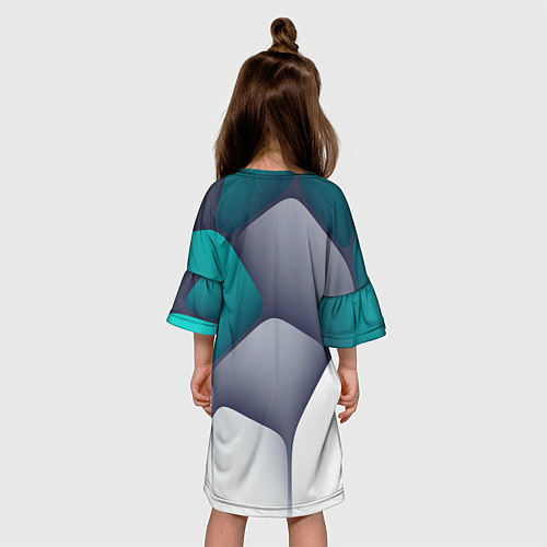 Детское платье Серо-бело-синий каменный паттерн / 3D-принт – фото 4