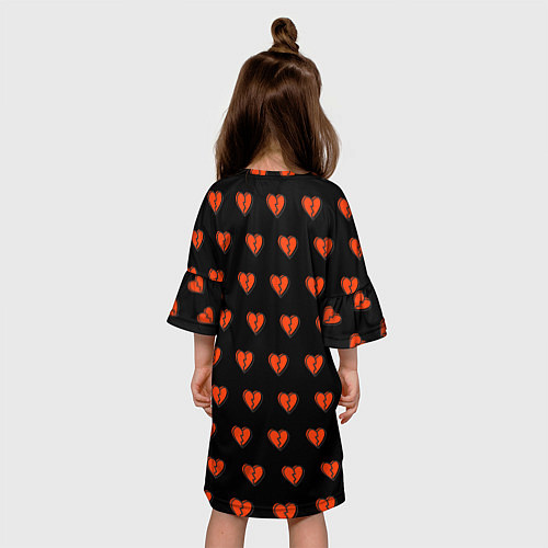 Детское платье Разбитые сердца на черном фоне / 3D-принт – фото 4
