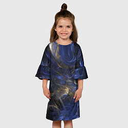 Платье клеш для девочки Синяя абстракция, цвет: 3D-принт — фото 2