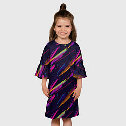 Платье клеш для девочки Глитч полосы, цвет: 3D-принт — фото 2