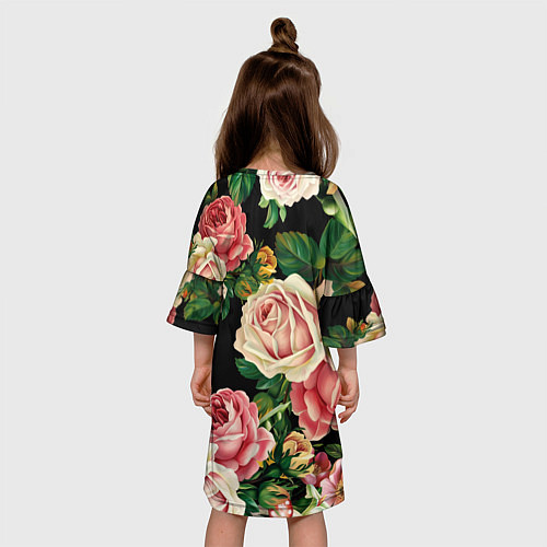 Детское платье Цветы на черном фоне / 3D-принт – фото 4