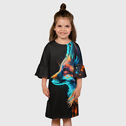 Платье клеш для девочки Лиса красками, цвет: 3D-принт — фото 2