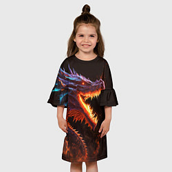Платье клеш для девочки Огненный дракон, цвет: 3D-принт — фото 2