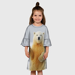 Платье клеш для девочки Белый медведь приветствует, цвет: 3D-принт — фото 2