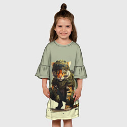 Платье клеш для девочки Милитари тигр, цвет: 3D-принт — фото 2