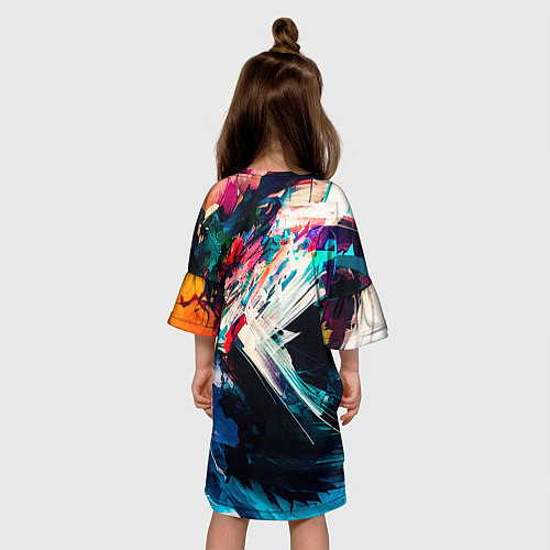 Детское платье Разноцветные мазки краски / 3D-принт – фото 4