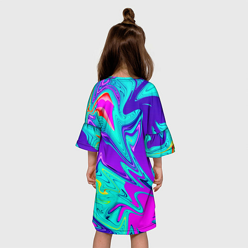 Детское платье Неоновые краски разводы / 3D-принт – фото 4