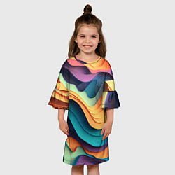 Платье клеш для девочки Цветной рельеф, цвет: 3D-принт — фото 2