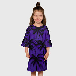 Платье клеш для девочки Пальмы в ночи, цвет: 3D-принт — фото 2